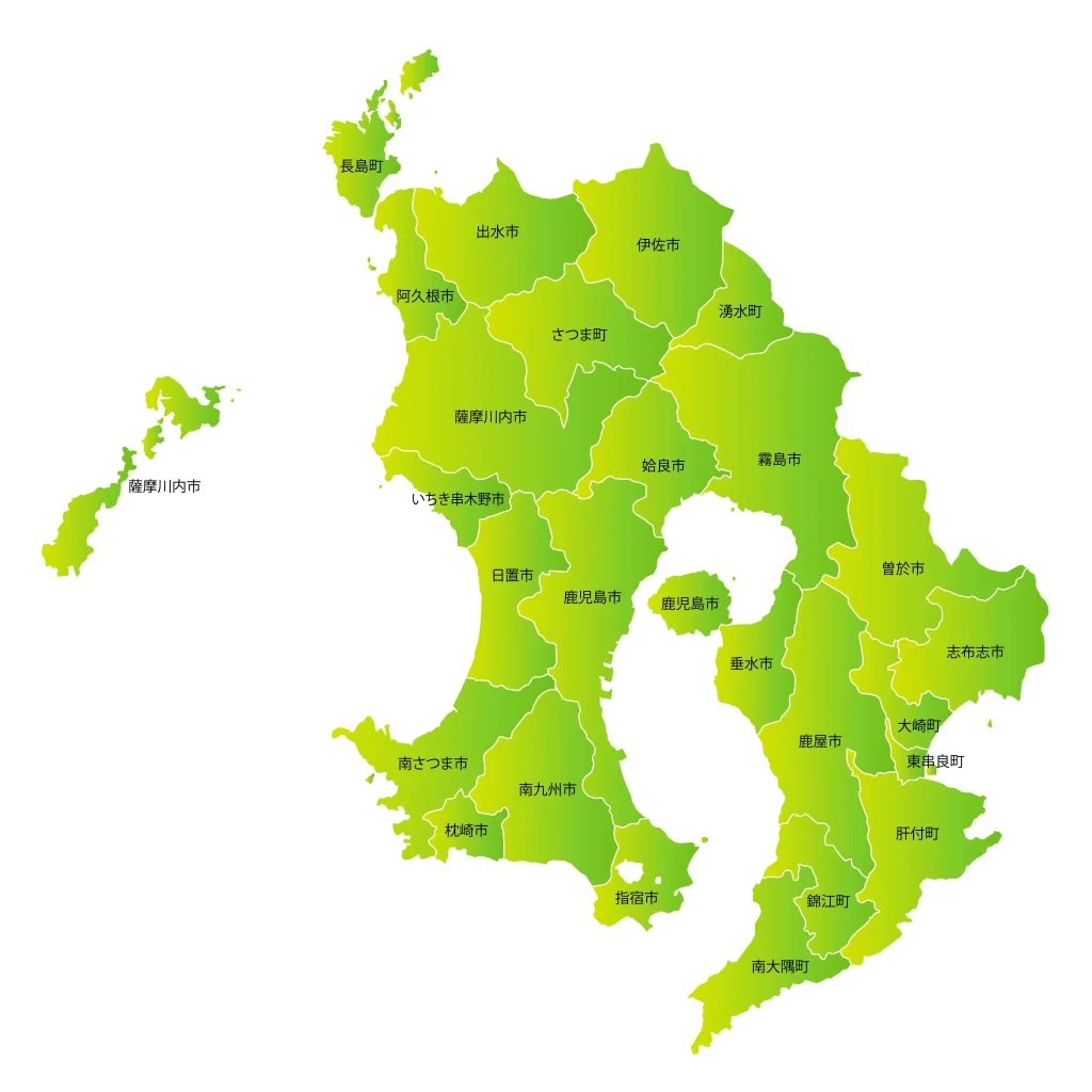 鹿児島県での探偵調査対応マップ