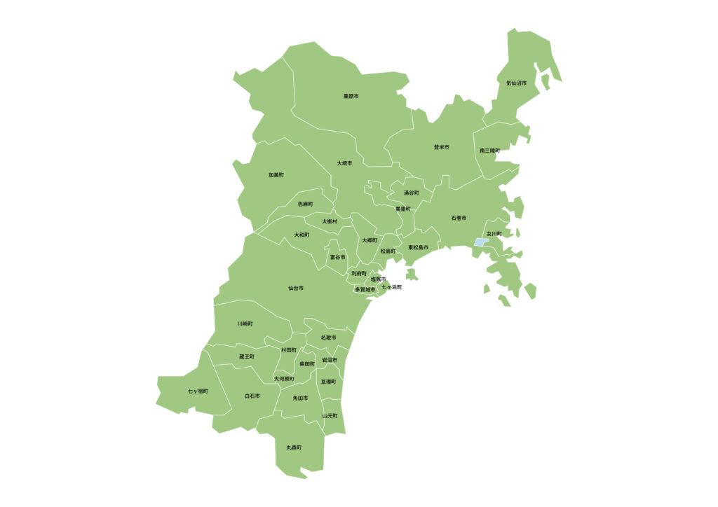 宮城県での探偵調査対応マップ
